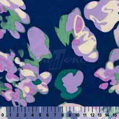 Штапель принт (100% вискоза) D4,C3, 110 гр/м2, шир.140см, принт цветы/василёк - купить в Челябинске. Цена 343 руб.