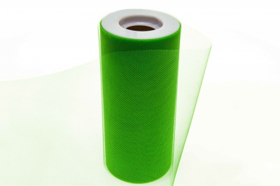 Фатин в шпульках 16-146, 10 гр/м2, шир. 15 см (в нам. 25+/-1 м), цвет зелёный - купить в Челябинске. Цена: 100.69 руб.