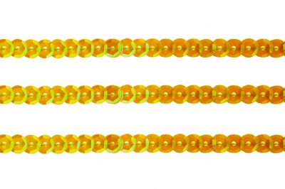Пайетки "ОмТекс" на нитях, CREAM, 6 мм С / упак.73+/-1м, цв. 92 - золото - купить в Челябинске. Цена: 484.77 руб.