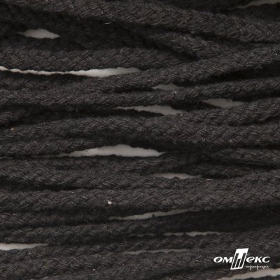 Шнур плетеный d-6 мм круглый, 70% хлопок 30% полиэстер, уп.90+/-1 м, цв.1078-черный - купить в Челябинске. Цена: 588 руб.
