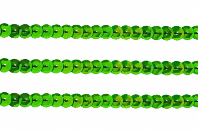 Пайетки "ОмТекс" на нитях, CREAM, 6 мм С / упак.73+/-1м, цв. 94 - зеленый - купить в Челябинске. Цена: 297.48 руб.