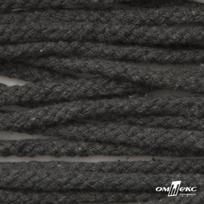 Шнур плетеный d-6 мм круглый, 70% хлопок 30% полиэстер, уп.90+/-1 м, цв.1088-т.серый - купить в Челябинске. Цена: 588 руб.