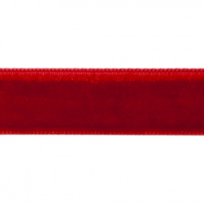 Лента бархатная нейлон, шир.12 мм, (упак. 45,7м), цв.45-красный - купить в Челябинске. Цена: 392 руб.