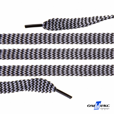Шнурки #107-07, плоские 130 см, двухцветные цв.серый/чёрный - купить в Челябинске. Цена: 23.03 руб.