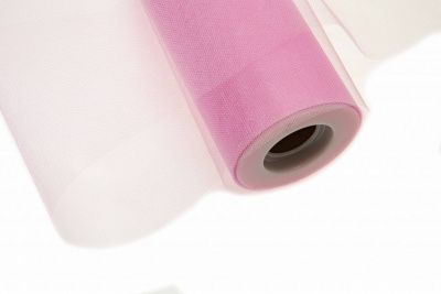 Фатин блестящий в шпульках 16-14, 12 гр/м2, шир. 15 см (в нам. 25+/-1 м), цвет розовый - купить в Челябинске. Цена: 108.61 руб.
