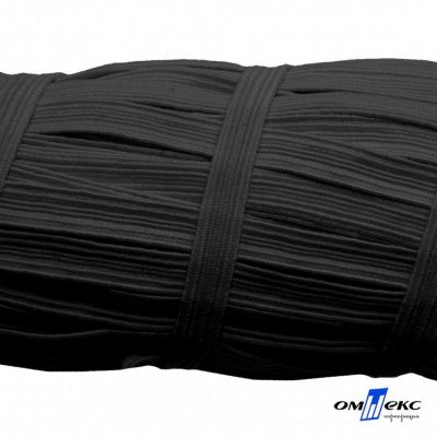 Резиновые нити с текстильным покрытием, шир. 6 мм (55 м/уп), цв.-черный - купить в Челябинске. Цена: 210.75 руб.