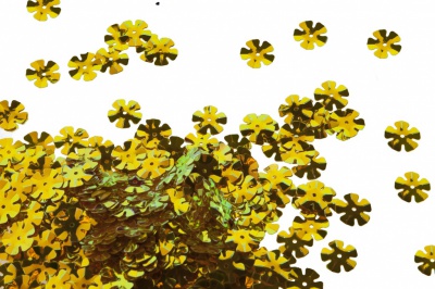 Пайетки "ОмТекс" россыпью,DOUBLE SIDED GOLD,цветок 14 мм/упак.50 гр, цв. 0460-золото - купить в Челябинске. Цена: 80.12 руб.