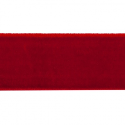 Лента бархатная нейлон, шир.25 мм, (упак. 45,7м), цв.45-красный - купить в Челябинске. Цена: 991.10 руб.