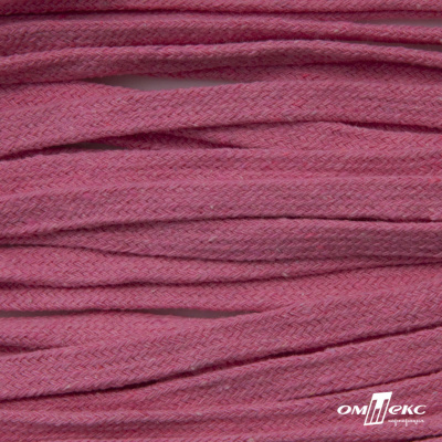 Шнур плетеный d-8 мм плоский, 70% хлопок 30% полиэстер, уп.85+/-1 м, цв.1029-розовый - купить в Челябинске. Цена: 735 руб.