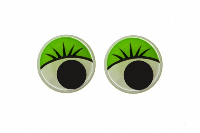 Глазки для игрушек, круглые, с бегающими зрачками, 15 мм/упак.50+/-2 шт, цв. -зеленый - купить в Челябинске. Цена: 113.01 руб.