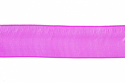 Лента органза 1015, шир. 10 мм/уп. 22,8+/-0,5 м, цвет ярк.розовый - купить в Челябинске. Цена: 38.39 руб.