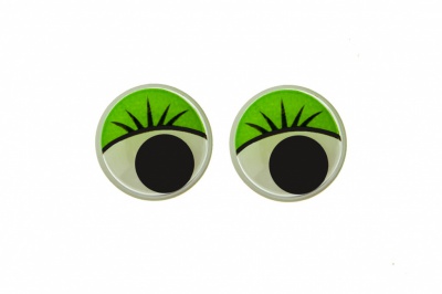 Глазки для игрушек, круглые, с бегающими зрачками, 12 мм/упак.50+/-2 шт, цв. -зеленый - купить в Челябинске. Цена: 96.01 руб.