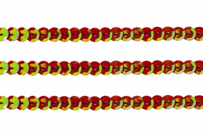 Пайетки "ОмТекс" на нитях, CREAM, 6 мм С / упак.73+/-1м, цв. 96 - красный - купить в Челябинске. Цена: 484.77 руб.