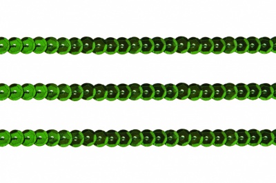 Пайетки "ОмТекс" на нитях, SILVER-BASE, 6 мм С / упак.73+/-1м, цв. 4 - зеленый - купить в Челябинске. Цена: 484.77 руб.
