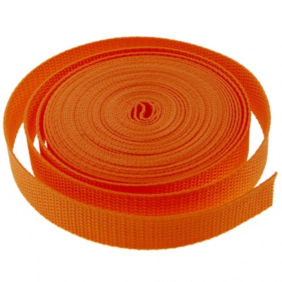 Стропа текстильная, шир. 25 мм (в нам. 50+/-1 ярд), цвет оранжевый - купить в Челябинске. Цена: 409.94 руб.